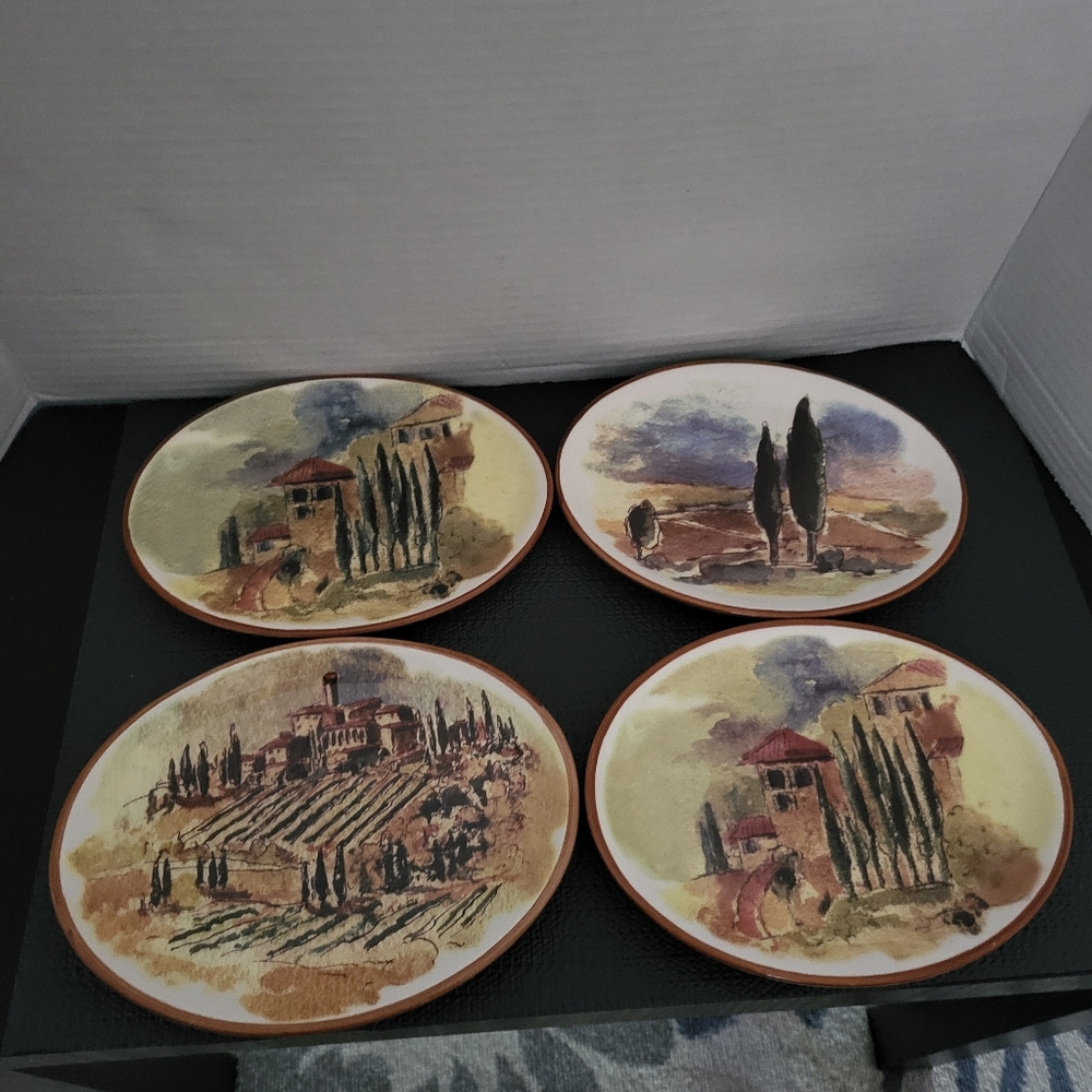 Williams Sonoma Tuscan Landscape Appetizer Plate Set Of 4.